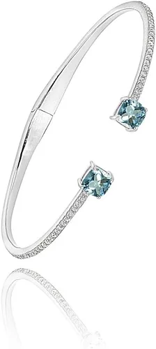 Vista 4 de B. BRILLIANT Sterling Silver Genuine, Created Gemstone & Synthetic White Sapphire Cushion-Cut Stackable Cuff Bangle Bracelet