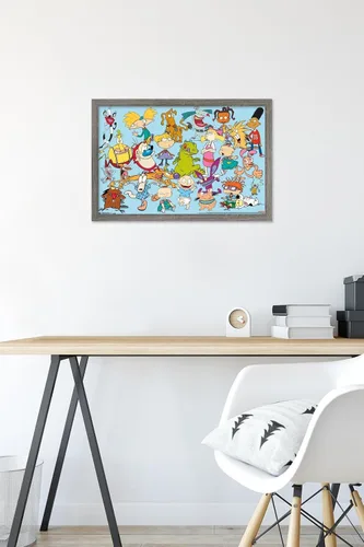 Vista 6 de Trends International Póster de pared de personajes de Nickelodeon, 14.725 x 22.375 pulgadas, versión enmarcada de madera de granero