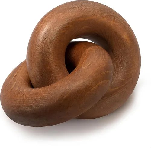 Vista 13 de EOSAHR Escultura Moderna de Nudo de Madera de Pino – Elegante Decoración de Cadena de Madera de 2 Eslabones para Mesa de Café, Estantería y Mesa