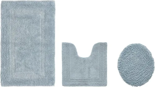 Vista 303 de Better Trends - Juego de 2 alfombras de baño 100% algodón, extra suaves, con borlas, de 17" x 24", alfombra de baño superabsorbente y reversible
