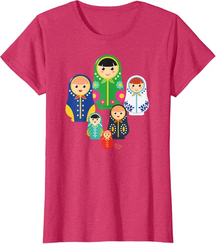 Vista 8 de Matryoshka Russian Nesting Dolls, Rusia - Camiseta de regalo, Azul / Patchwork, S