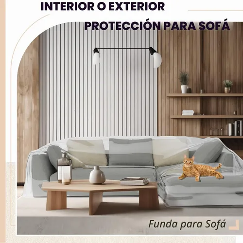 Vista 7 de Fanfanwin Funda transparente para sofá en forma de L de 106" x 59" x 42" Funda gruesa y resistente impermeable de vinilo para sofá seccional