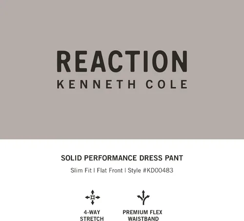 Vista 4 de Kenneth Cole Reaction Mens Solid Performance Slim Fit Dress Pant