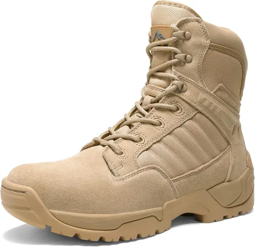 Vista 6 de NORTIV 8 Men's Side Zipper Military Tactical Work Boots Leather Motorcycle Combat Boots