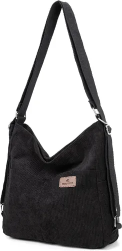 Vista 14 de Mochila Tote Bolso Bandolera de Pana para Mujer, Bolsos de Hombro Convertibles, Bolso de Mano de Diseñador para Universidad, Trabajo