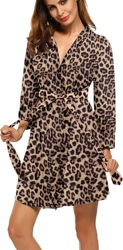 Vista 14 de HOTOUCH - Bata ligera de punto corta para mujer, bata de baño suave con bolsillos, ropa de dormir para damas