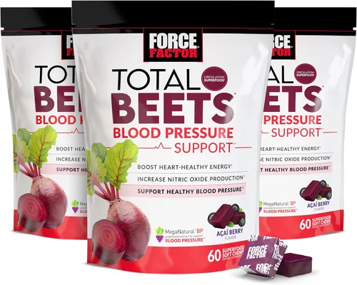 Vista 13 de Force Factor Total Beets Suplementos de apoyo a la presión arterial con polvo de remolacha, masticables de remolacha de gran sabor para energía