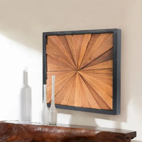 Vista 13 de Warmaxx Decoración de pared de madera de teca rústica de 17 x 17 pulgadas, decoración de pared de granja para el hogar, oficina, dormitorio
