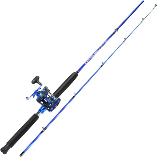 Vista 2 de Combo de caña de pescar Sougaiyang, combo de carrete de pesca con arrastre de 2 piezas con relación de engranajes de 3.8:1 y rodamientos 3+1