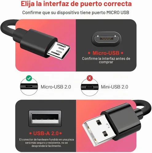 Vista 2 de Cable de carga micro USB para Samsung Galaxy J8 J3 J7 Star/Prime, Galaxy Tab A 10.1/8.0/7.0/9.7, Tab E, Tab S, Tab S2, Tab 3,4, Tab A7 10.4, Tab A