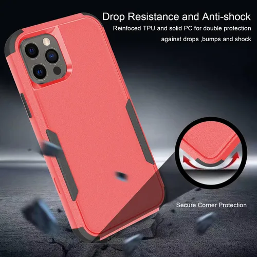 Vista 4 de TJS Funda compatible con iPhone 13 Pro Max, con protector de pantalla de vidrio templado, resistente, resistente, a prueba de golpes, protección