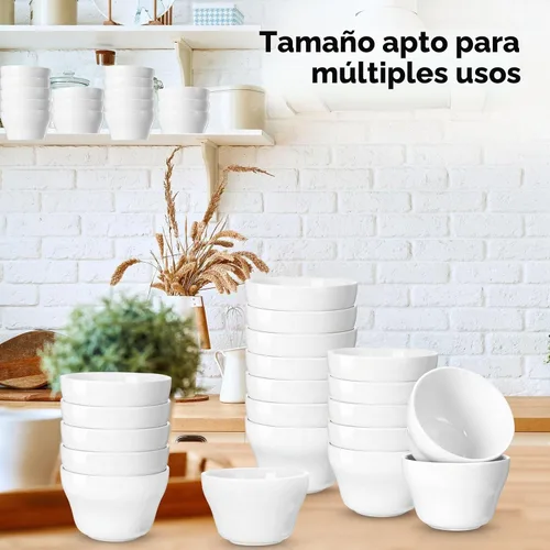 Vista 5 de Suclain - Paquete de 24 tazas de sopa de 8 onzas, tazas de salsa, cuencos de salsa para caldo, color blanco Porcelain, Stackable, Dipping Sauce
