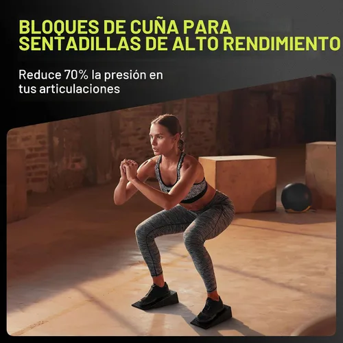 Vista 4 de Par de Bloques en Cuña para Sentadillas Flexelent - Bloque en Cuña para Sentadillas con Talón Elevado para Sentadillas Más Profundas, Levantamiento