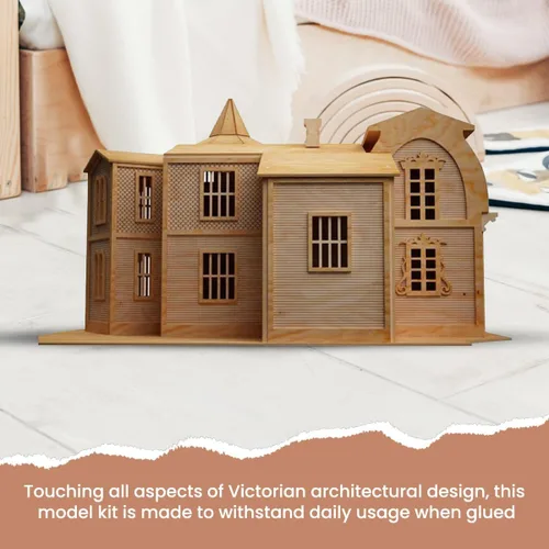 Vista 5 de Bird's Wood Shack Munster House - Kit de modelo de casa 3D fácil de montar hecha de madera de abedul báltico