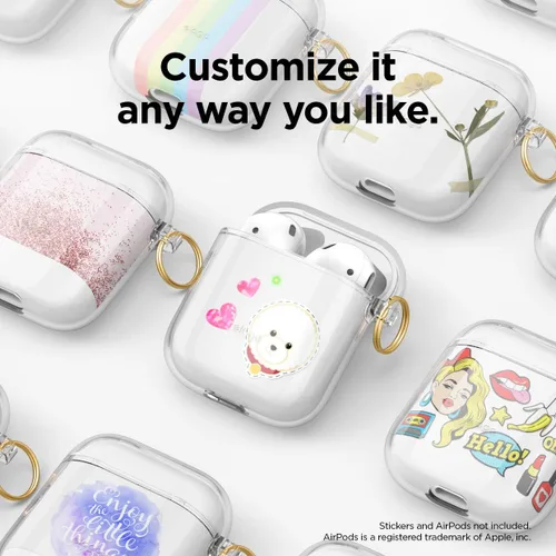 Vista 7 de Elago - Funda con llavero para audífonos AirPods 1 y 2 de Apple Transparente