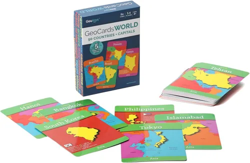 Vista 7 de Geotoys GeoCards, USA Flash Cards Juego de geografía, juegos de cartas para niños, para familias, hogar, escuela y viajes, tarjetas flash de Estados