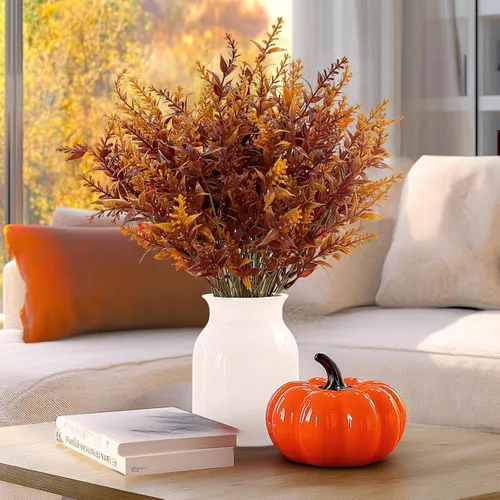 Vista 9 de TURNMEON 20 paquetes de flores artificiales de otoño para exteriores, decoraciones de otoño, resistentes a los rayos UV, lavanda artificial