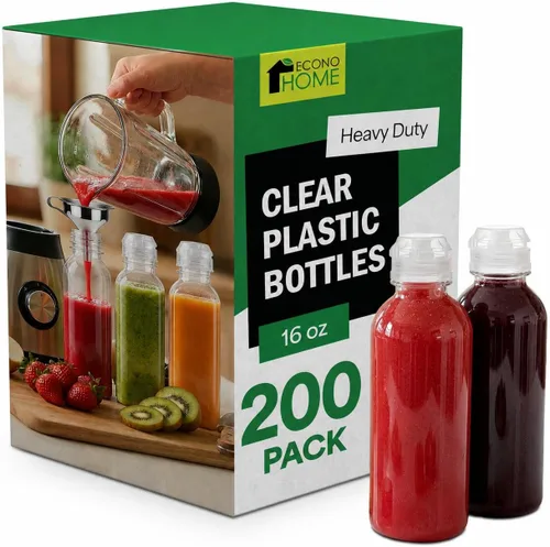 Vista 21 de EconoHome Paquete de 50 botellas cuadradas de jugo de 16 onzas, sin BPA
