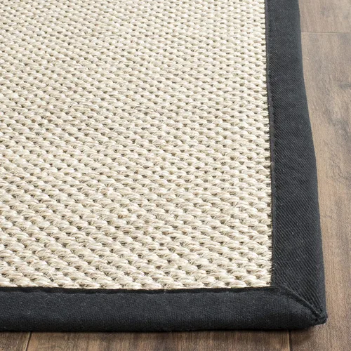Vista 10 de SAFAVIEH Alfombra de área de 8x10 pies - Colección de fibra natural - Grande - Mármol y negro, sisal, diseño tejido con borde (NF143A)