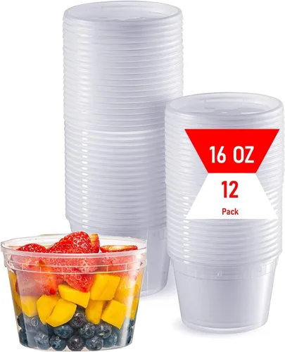 Vista 11 de Mr Miracle Recipientes de 8 onzas con tapas, paquete de 24 recipientes de plástico transparente herméticos reutilizables para alimentos y multiusos