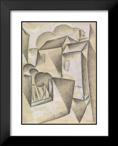 Vista 2 de ArtDirect Gris, Juan 20x24 Black Modern Framed Art Print with Double Matting Titled: Houses in Paris