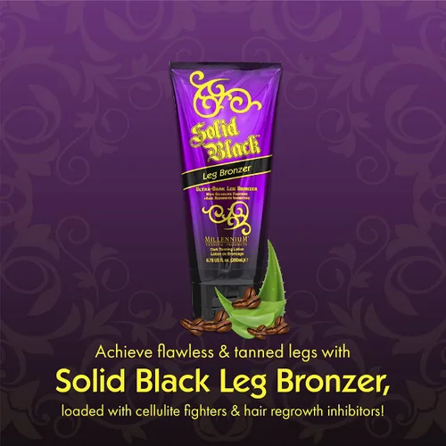 Vista 6 de Millennium Tanning Solid Black Leg Bronzer – Loción bronceadora ultra oscura con aloe vera, combatientes contra la celulitis e inhibidores