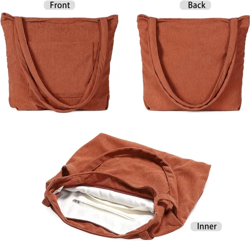 Vista 5 de WantGor Bolso de mano de pana para mujeres, bolsos de hombro estilo hobo grandes, bolsos casuales de gran capacidad para compras y trabajo