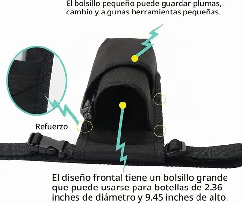 Vista 2 de Funda profesional para terapeuta de masaje con cinturón ajustable, bolsa para botella de masaje, funda de loción de masaje, negro (XJ-1KD)