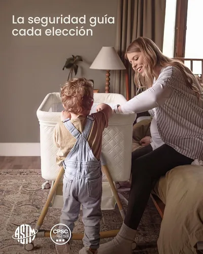 Vista 7 de HARPPA - Moisés para dormir de noche, cuna 3 en 1 con colchón Crema