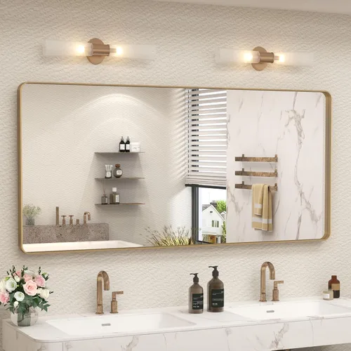 Vista 141 de Paquete de 2 espejos de baño con marco de metal negro de 22 x 30 pulgadas, espejo rectangular redondeado negro mate, antioxidante, se cuelga