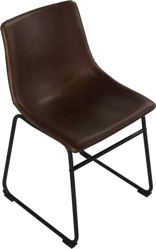 Vista 7 de Cortesi Home Casablanca - Silla de comedor de piel sintética marrón envejecida (juego de 2)
