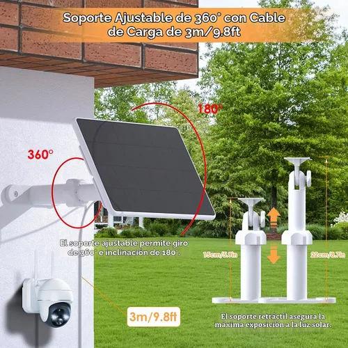Vista 2 de Panel solar para cámara de seguridad, paneles solares 6W para cámara