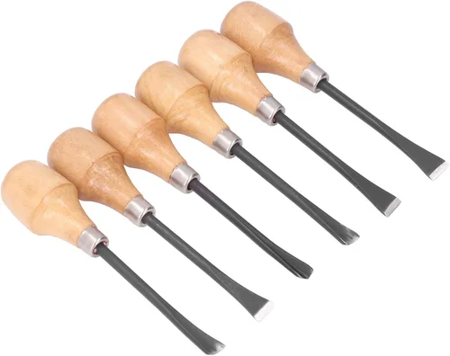 Vista 4 de Juego de cinceles para tallar madera, herramientas manuales de escultura, mango hemisférico, herramientas para carpintería, accesorios