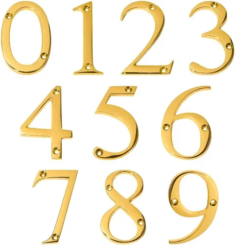Vista 4 de Clio Números de buzón de latón macizo de 3 pulgadas, números de casa para exteriores, placas de dirección para números de casa, letrero de dirección