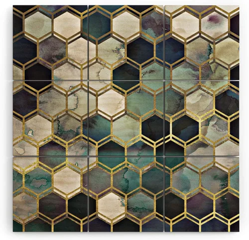 Vista 10 de Society6 Monika Strigel - Mural de pared de madera de sirena de verano de mediados de siglo, 4 x 4 pies, multicolor