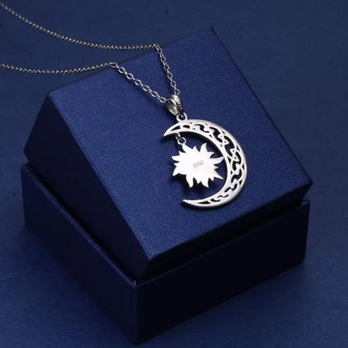 Vista 3 de FLYOW Collar con colgante de luna creciente de plata de ley S925 para mujeres adolescentes niñas regalo de cumpleaños