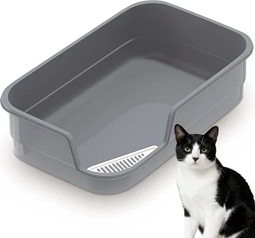 Vista 9 de Vealind Caja de arena extra grande para gatos de alta cara y baja entrada para gatos mayores y grandes, 23.6 x 15.7 x 5.9 pulgadas, XL de respaldo