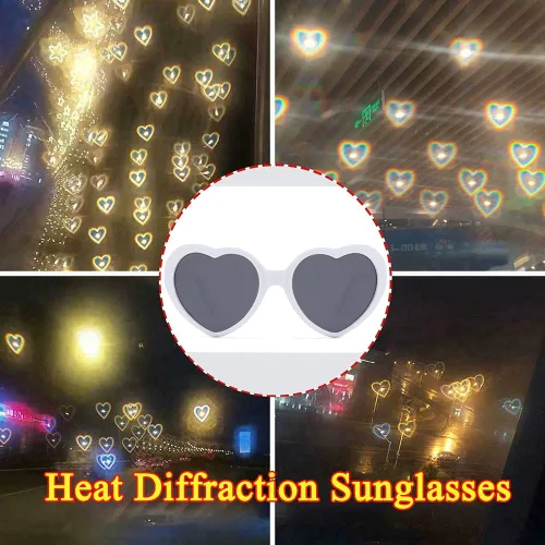 Vista 2 de Dollger Gafas de sol de corazón con efecto cardíaco accesorios para festivales luces de rave gafas regalo de amor Negro