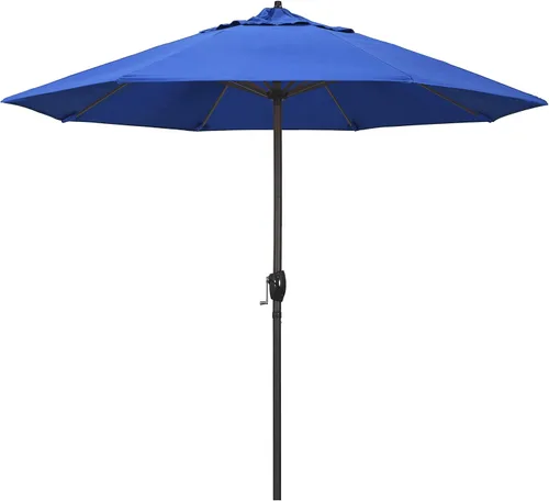 Vista 16 de California Umbrella Sombrilla redonda de aluminio de 9 pies para terraza, piscina o patio, manivela elevadora, inclinación automática, poste