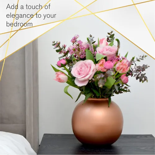Vista 2 de Walbrook Jarrón decorativo de oro rosa, centro de mesa, jarrones pequeños para flores, decoración de oro rosa