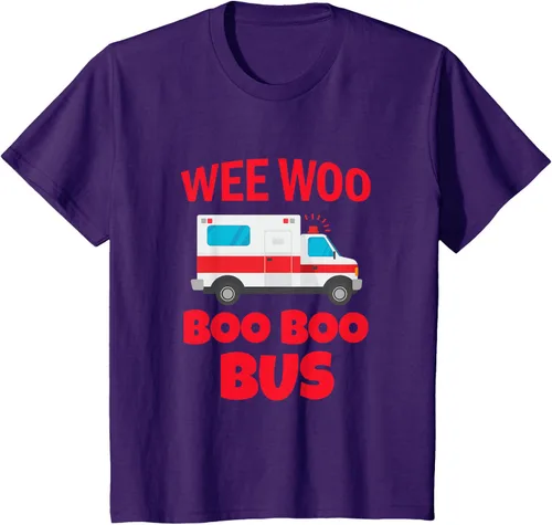 Vista 18 de Wee Woo Boo Boo Bus First Responder - Camiseta divertida de ambulancia, Negro, S
