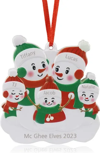 Vista 32 de JewelOra Adornos de Navidad, personalizados de 2 a 6 miembros de la familia, adorno personalizado para árbol de Navidad, decoraciones de vacaciones