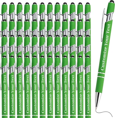 Vista 8 de Hasta 500 bolígrafos personalizados a granel con lápiz capacitivo, grabado, juego de bolígrafos con tu nombre, texto para mujeres de negocios