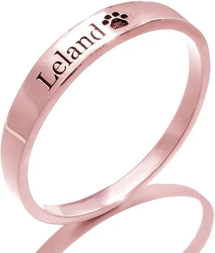 Vista 4 de Anillo de plata de ley 925 personalizado con estampado de pata de perro, joyería conmemorativa de pérdida de mascotas