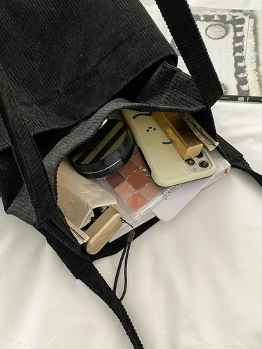 Vista 4 de SHENHE Bolsos de lona grandes de pana con doble asa para mujer, con bolsillos
