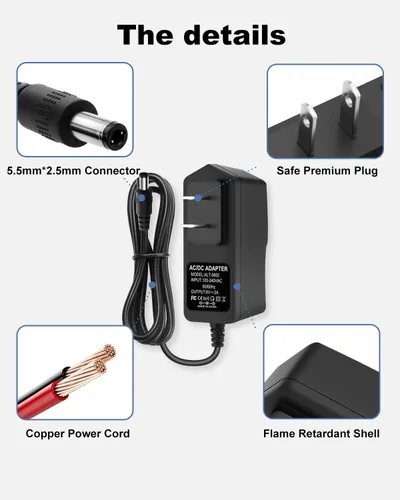 Vista 8 de Fuente de alimentación de 6V DC 2A, cable adaptador de corriente DC6V 0.2 x