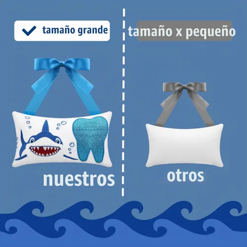 Vista 5 de Almohada de hada de dientes con bolsillo para niñas y niños, almohada de dientes de hadas de dientes, bolsa de recuerdo de dientes, 8.6 x 4.8 Para