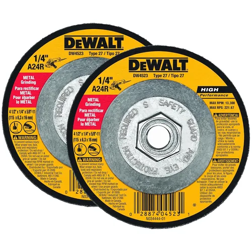 Vista 4 de DEWALT Muela abrasiva, uso general para metal, 4-1/2 pulgadas x 1/4 pulgadas x 5/8 pulgadas (DW4523)