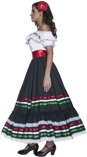 Vista 2 de Smiffys Disfraz de esqueleto de fiebre para mujer, vestido y guantes, Halloween, fiebre, talla 2-4, 34192