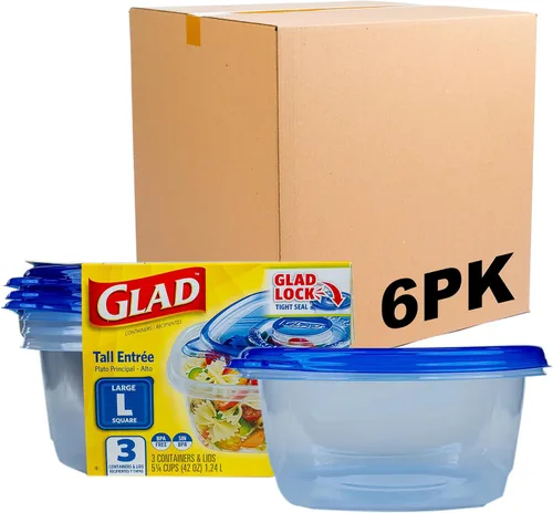 Vista 10 de GladWare Sopa y Ensalada para Uso Diario, Almacenamiento Rectangular Mediano, Estándar, 24 Onzas, Juego de 5